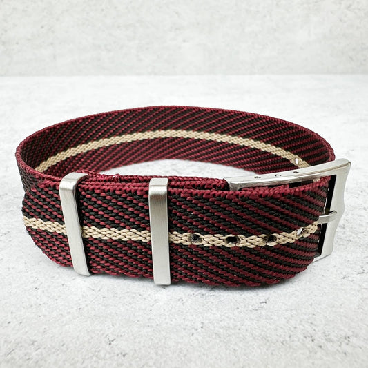 Twill NATO Single Pass Watch Strap Red Beige 2