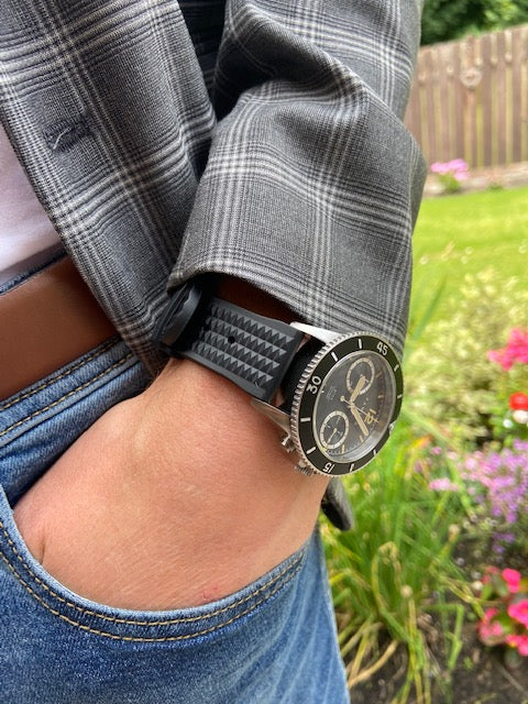 Waffle Silicone Dive Watch Strap Black 7