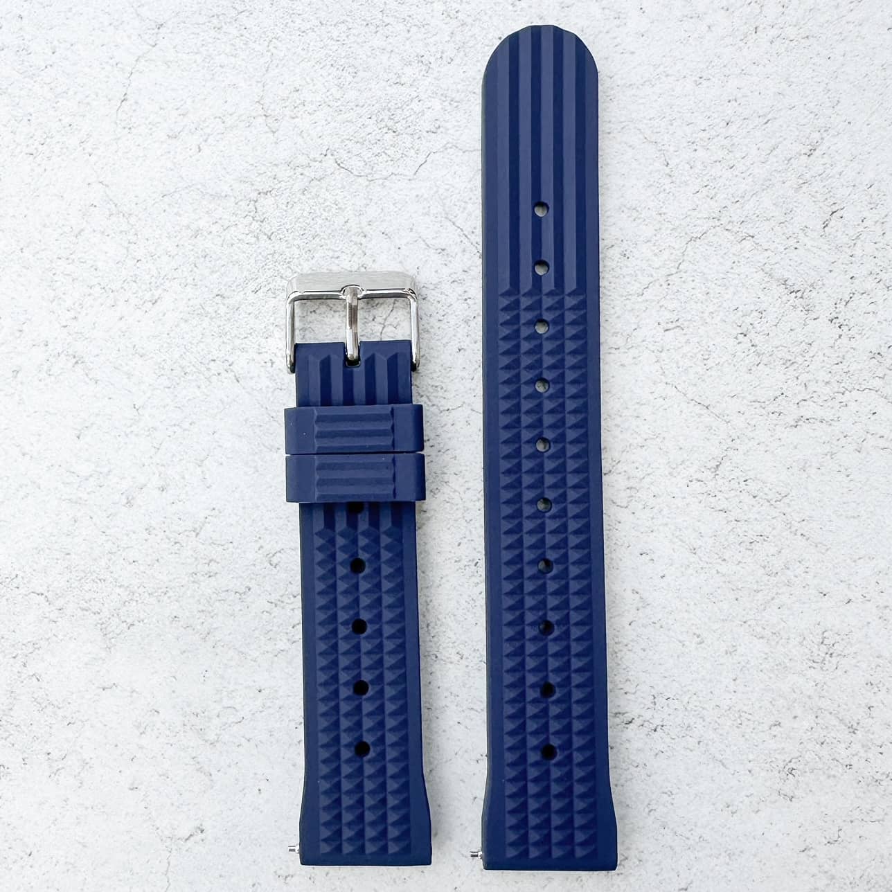 Waffle Silicone Dive Watch Strap Dark Blue 2
