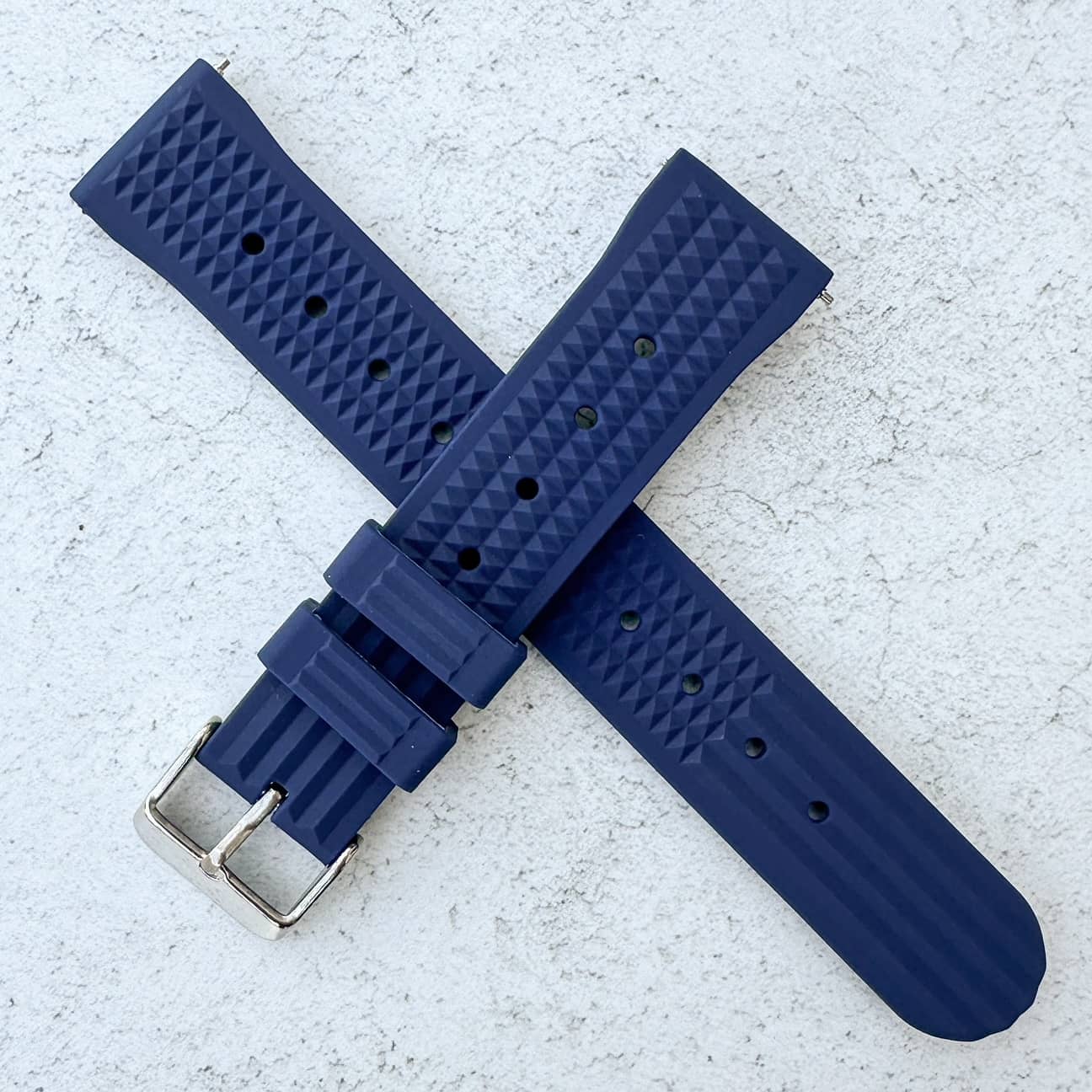 Waffle Silicone Dive Watch Strap Dark Blue 6