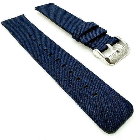 Woven Nylon Fabric Quick Release Watch Strap Dark Blue 2