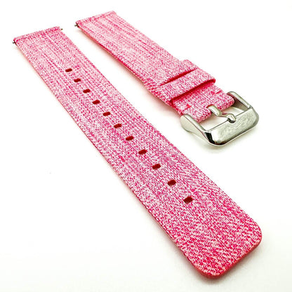 Woven Nylon Fabric Quick Release Watch Strap Pink 2