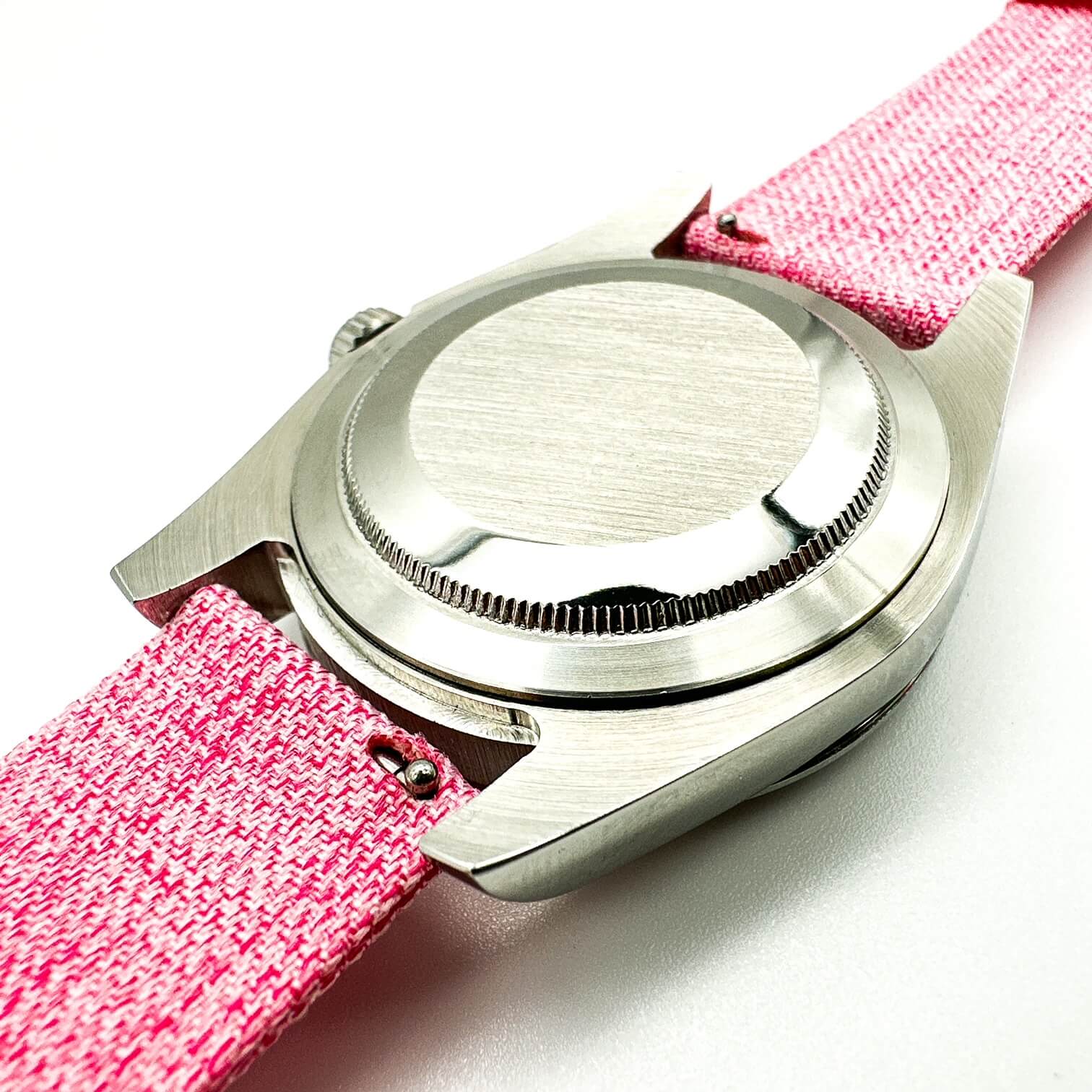 Woven Nylon Fabric Quick Release Watch Strap Pink 4