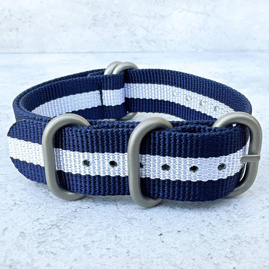 Zulu NATO Watch Strap Blue White 2
