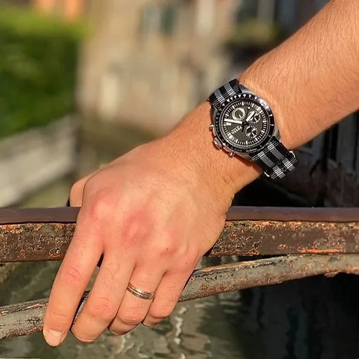 Bond NATO Watch Strap Black Grey Military Watch Bands