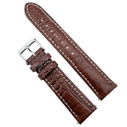 Alligator Grain Embossed Leather Watch Strap In Brown The Thrifty Gentleman