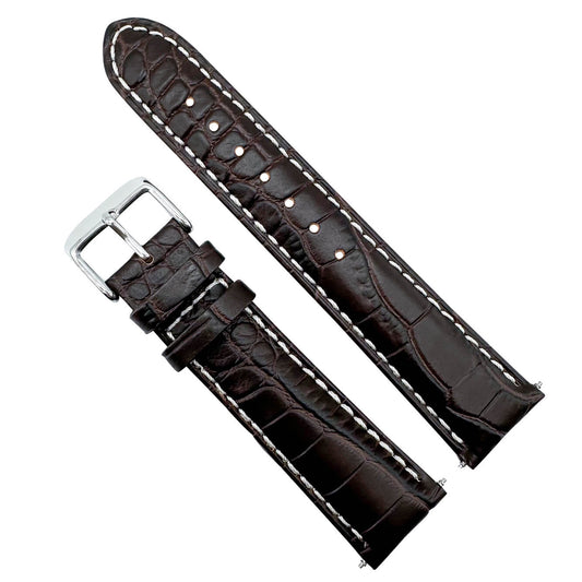 Alligator Grain Embossed Leather Watch Strap In Dark Brown The Thrifty Gentleman