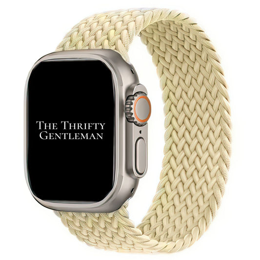 Braided Elastic Watch Band For Apple Watch in Beige The Thrifty Gentleman