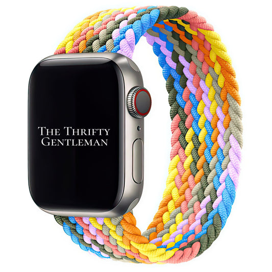 Braided Elastic Watch Band For Apple Watch in Pastel Rainbow The Thrifty Gentleman