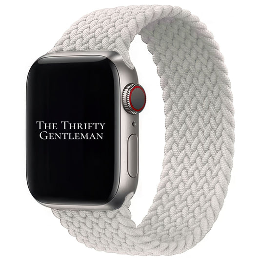 Braided Elastic Watch Band For Apple Watch in Pearl Grey The Thrifty Gentleman