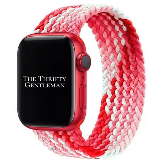 Braided Elastic Watch Band For Apple Watch in Strawberry Pink Red The Thrifty Gentleman