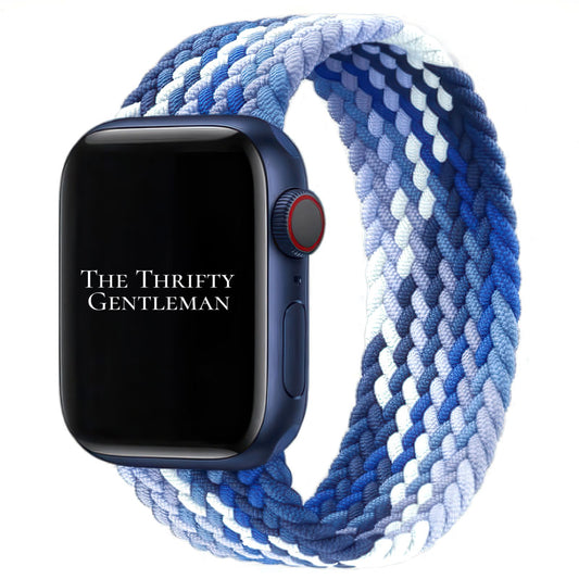 Braided Elastic Watch Band For Apple Watch in Whirlpool Blue The Thrifty Gentleman