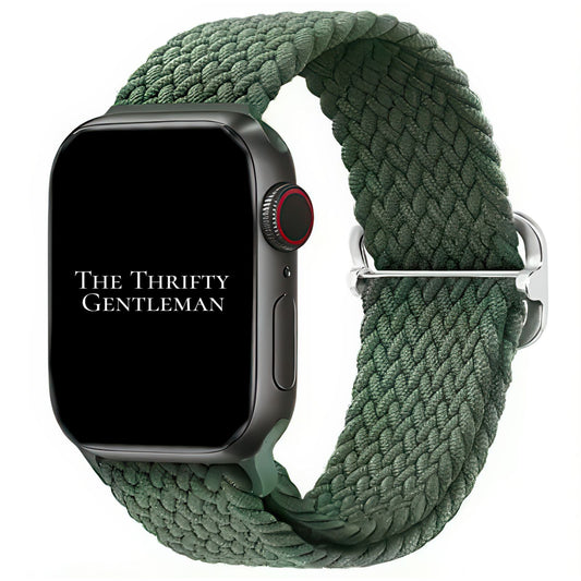 Braided Elastic Watch Band With Buckle For Apple Watch in Olive Green The Thrifty Gentleman