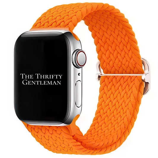 Braided Elastic Watch Band With Buckle For Apple Watch in Orange The Thrifty Gentleman