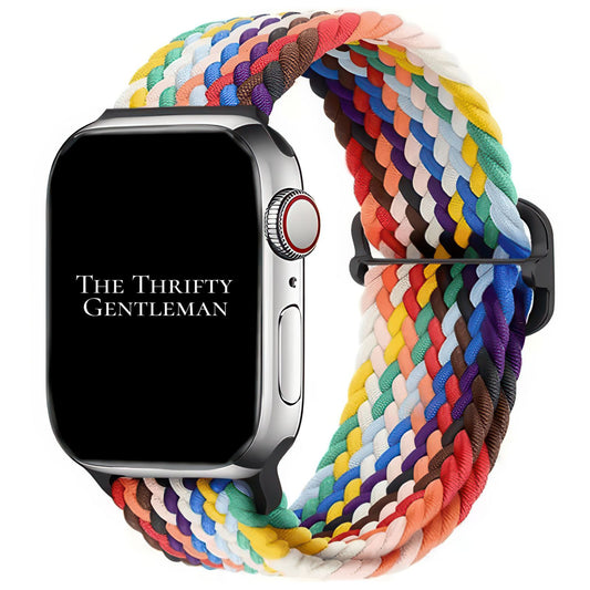 Braided Elastic Watch Band With Buckle For Apple Watch in Rainbow The Thrifty Gentleman