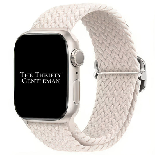 Braided Elastic Watch Band With Buckle For Apple Watch in Starlight White The Thrifty Gentleman