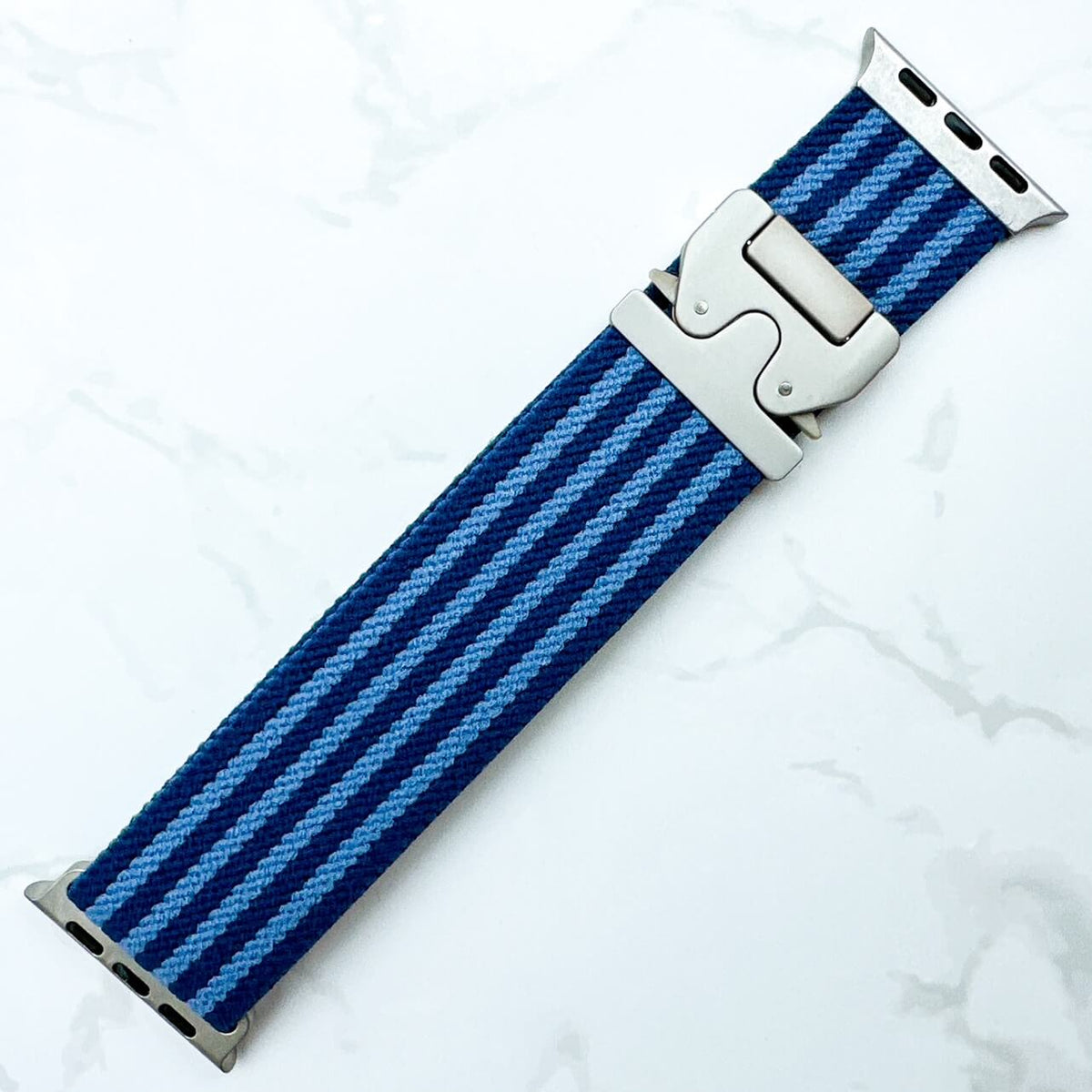 Braided Nylon Loop Band With Parachute Buckle For Apple Watch In Blue 2