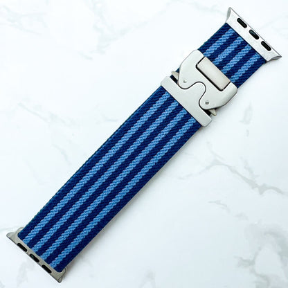 Braided Nylon Loop Band With Parachute Buckle For Apple Watch In Blue 2
