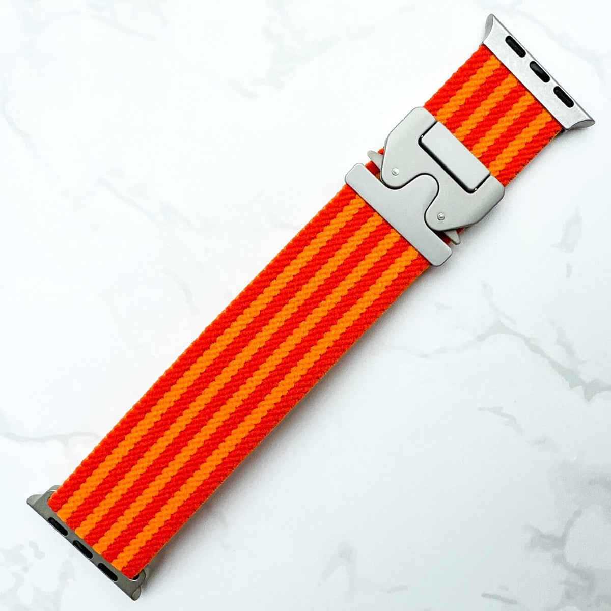 Braided Nylon Loop Band With Parachute Buckle For Apple Watch In Orange 2