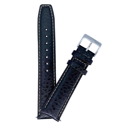 Buffalo Grain Genuine Leather Watch Strap Black 2