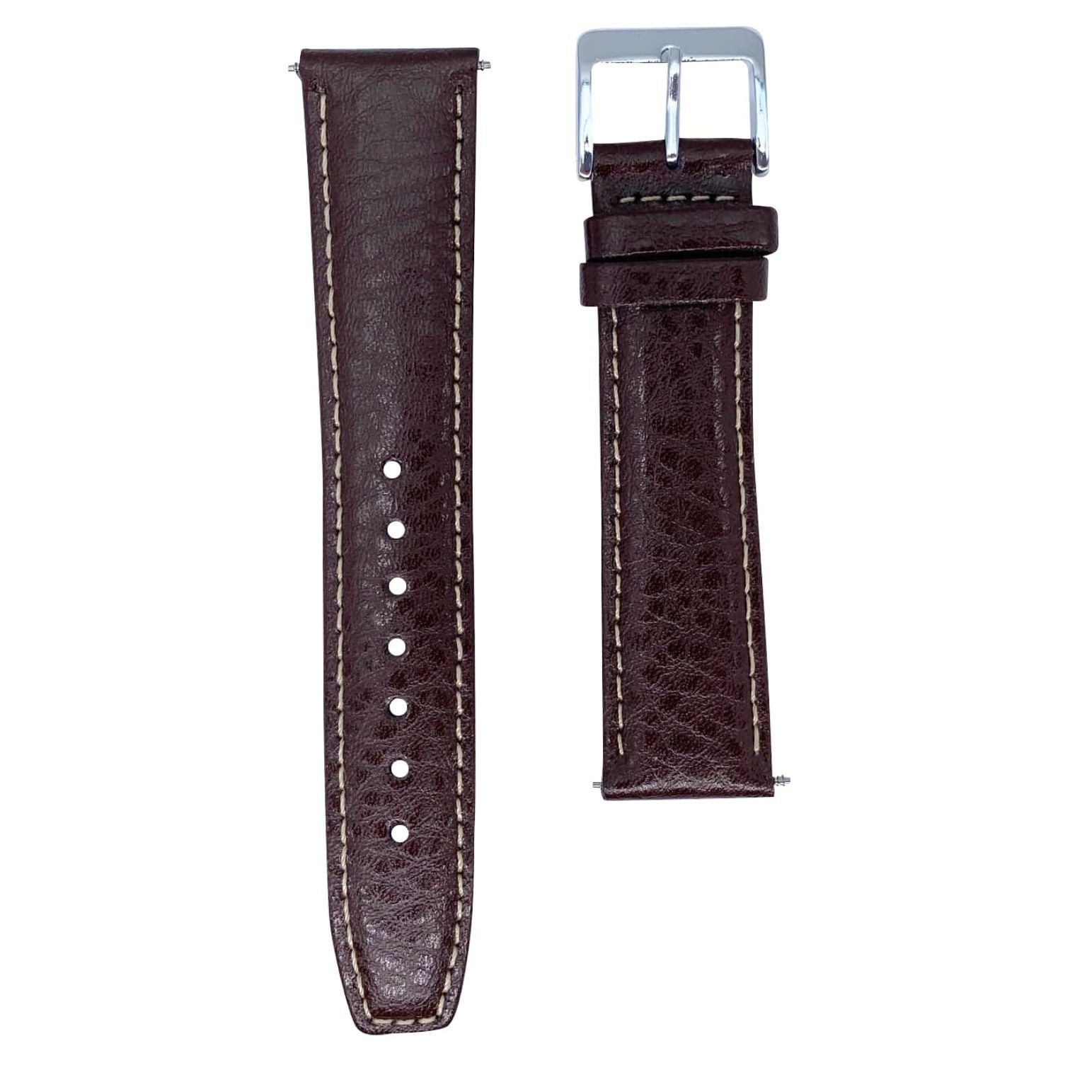 Buffalo Grain Genuine Leather Watch Strap Dark Brown 1