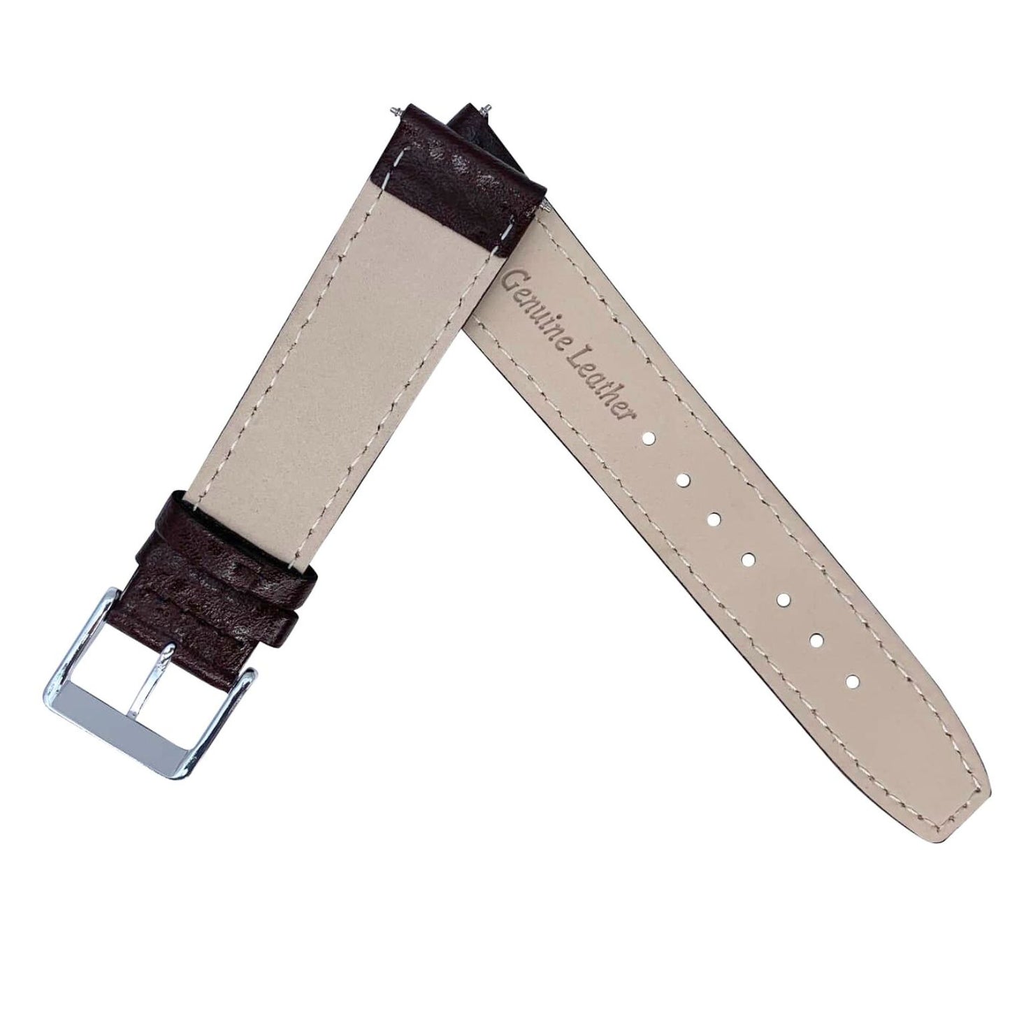 Buffalo Grain Genuine Leather Watch Strap Dark Brown 3