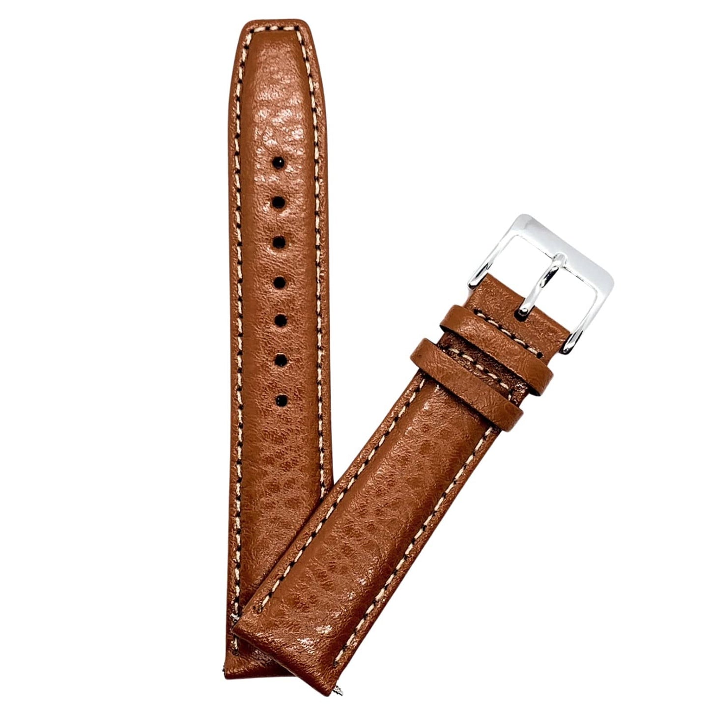Buffalo Grain Genuine Leather Watch Strap Light Brown 2