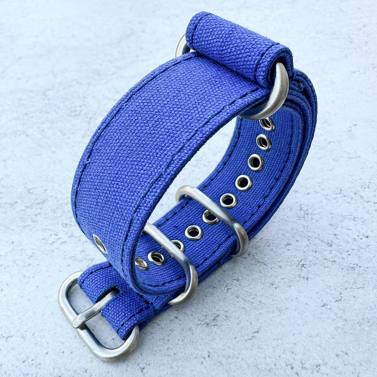 canvas nato watch strap blue 2