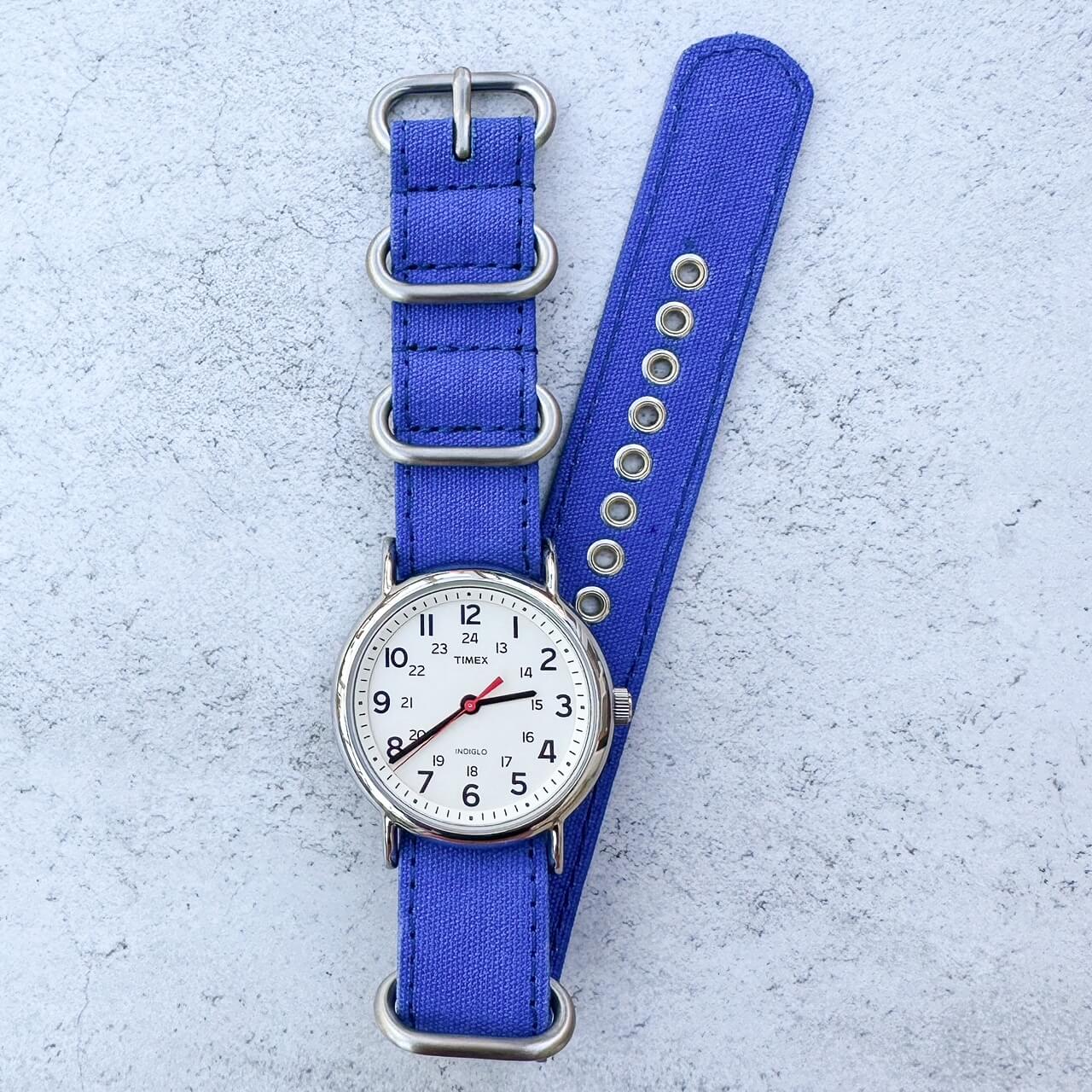 canvas nato watch strap blue 5