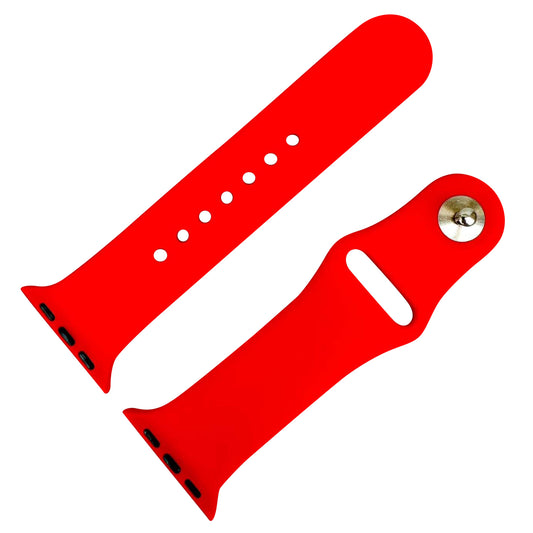 Classic Silicone Strap For Apple Watch In Bright Red From The Thrifty Gentleman