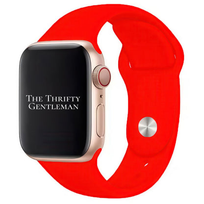 Classic Silicone Strap For Apple Watch In Bright Red From The Thrifty Gentleman