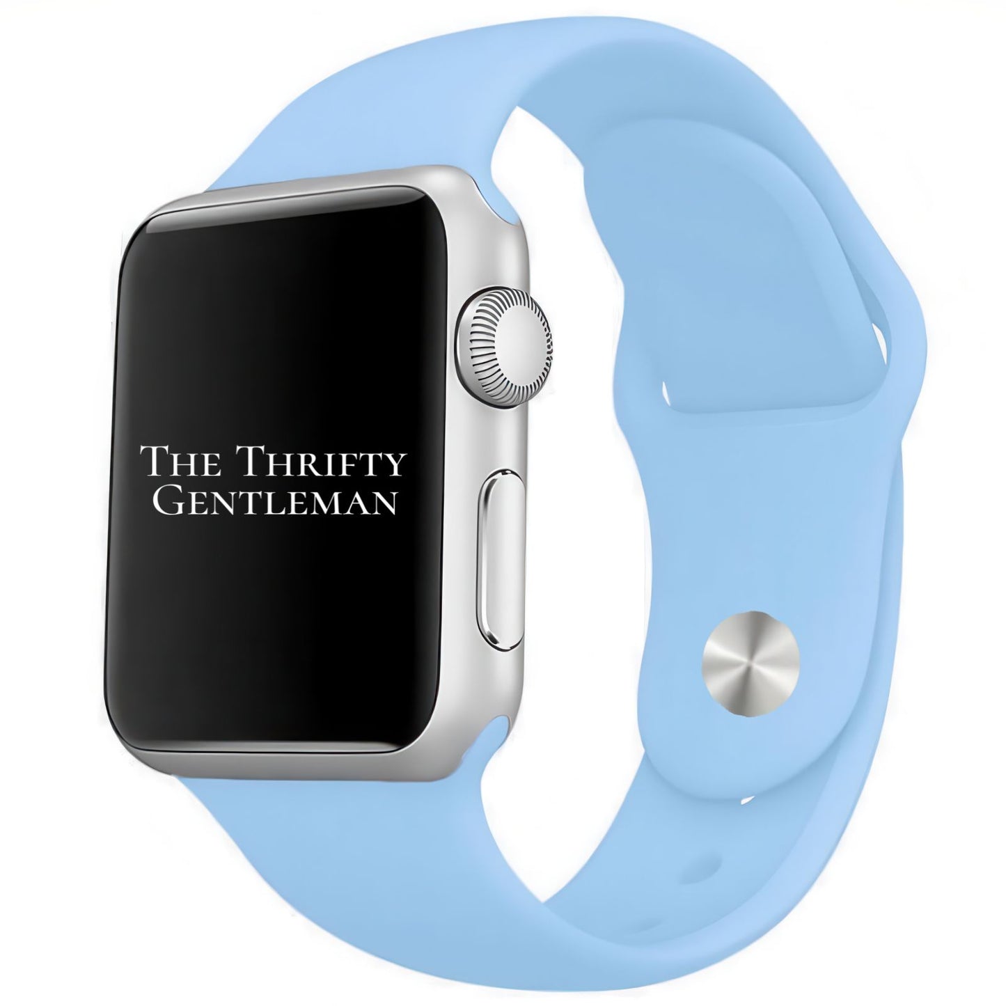 Classic Silicone Strap For Apple Watch In Cloudy Blue From The Thrifty Gentleman