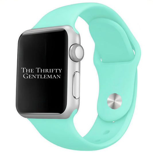 Classic Silicone Strap For Apple Watch In Paradise Aqua Green From The Thrifty Gentleman