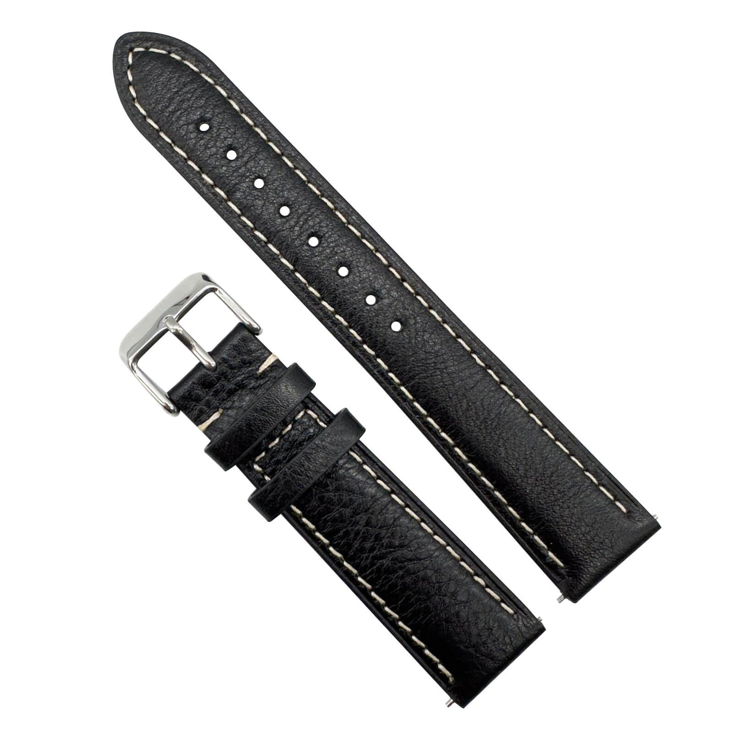 cowhide crazy horse vintage genuine leather watch strap black 1