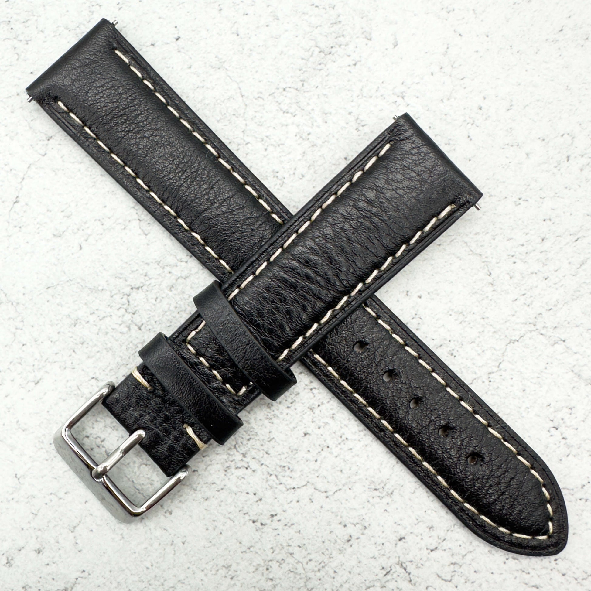 cowhide crazy horse vintage genuine leather watch strap black 4
