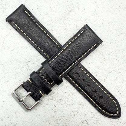 cowhide crazy horse vintage genuine leather watch strap black 4