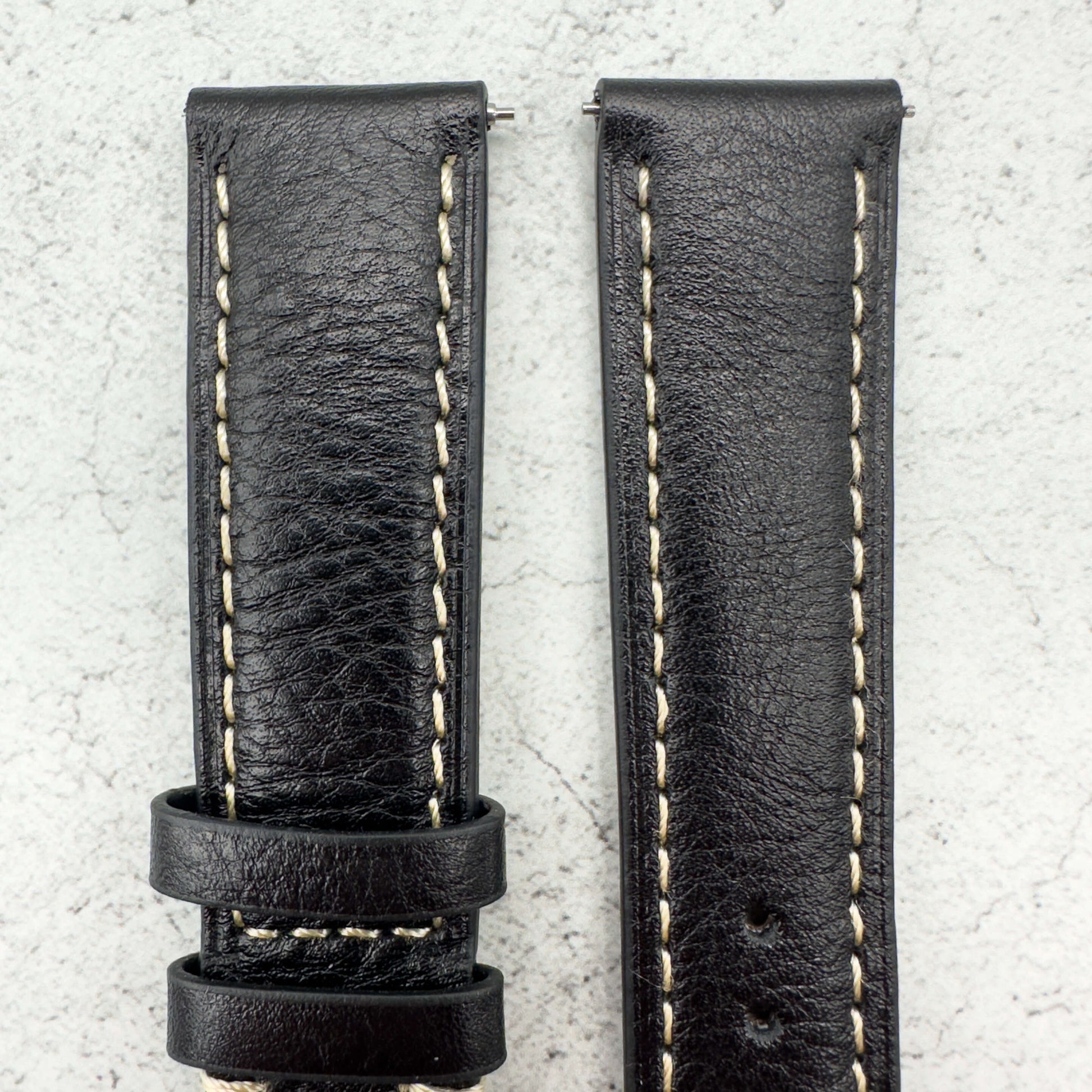 cowhide crazy horse vintage genuine leather watch strap black 5