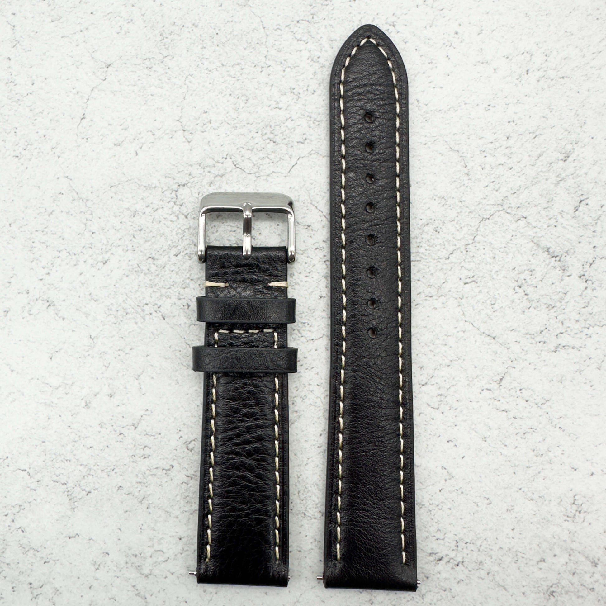 cowhide crazy horse vintage genuine leather watch strap black 6