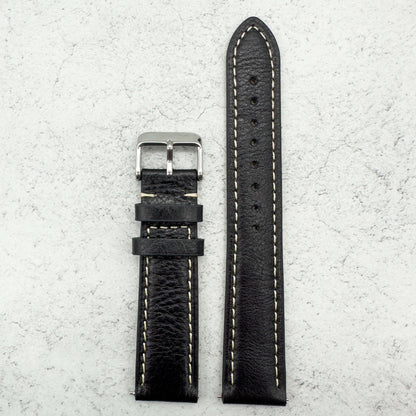 cowhide crazy horse vintage genuine leather watch strap black 6