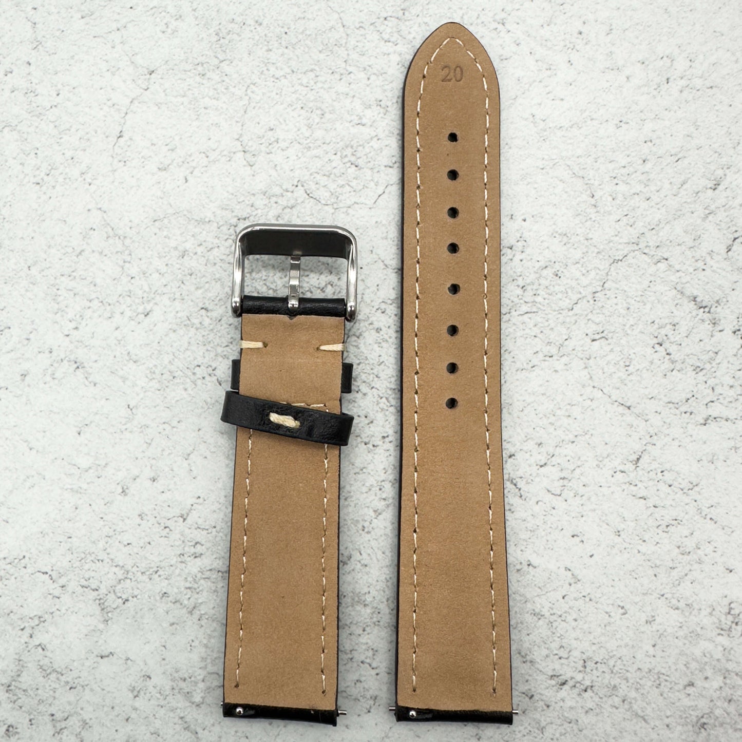cowhide crazy horse vintage genuine leather watch strap black 7