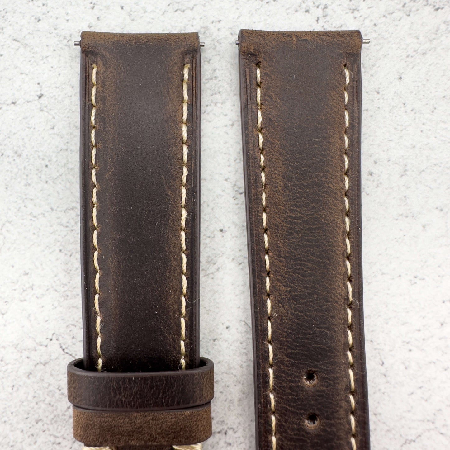 cowhide crazy horse vintage genuine leather watch strap dark-brown 5