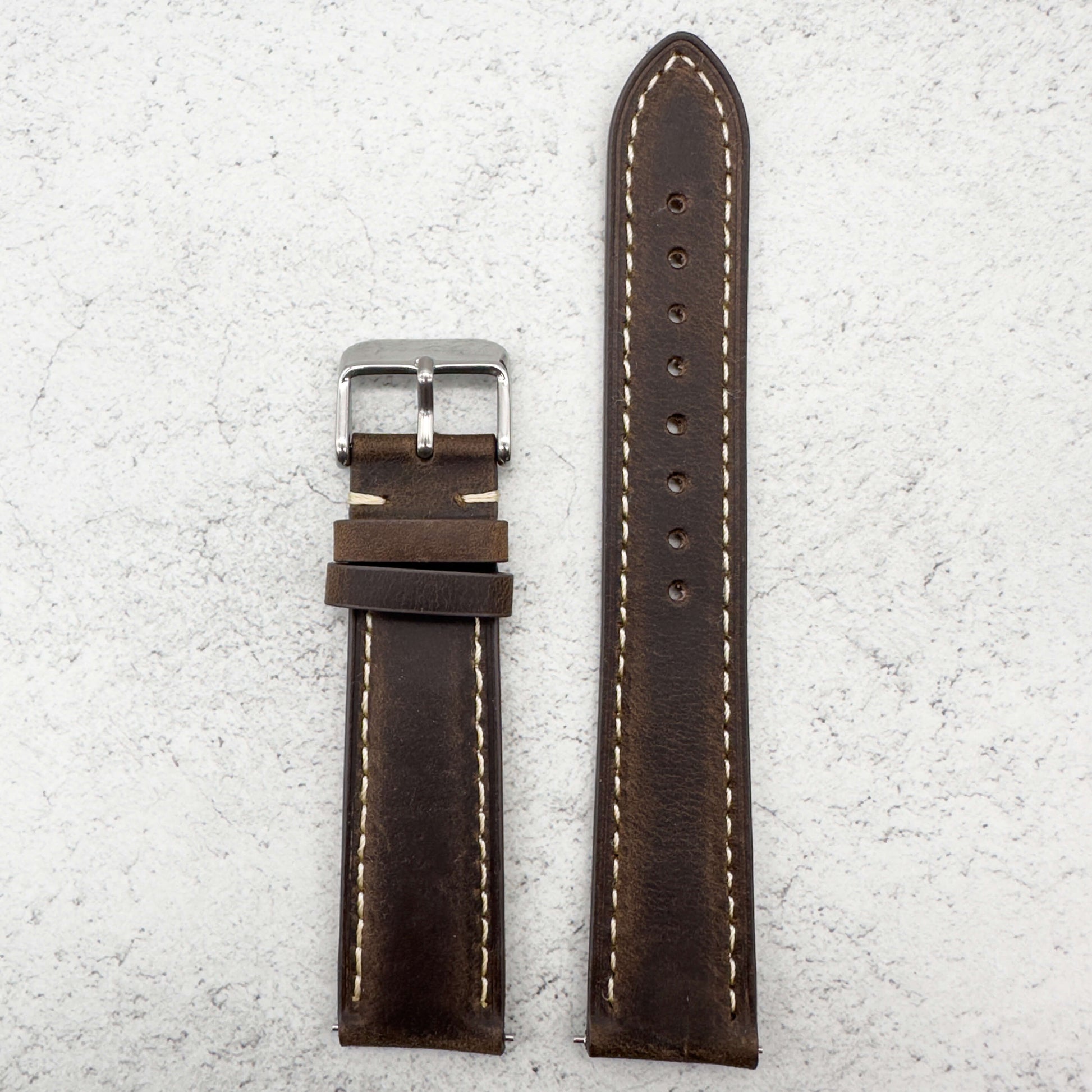 cowhide crazy horse vintage genuine leather watch strap dark-brown 6