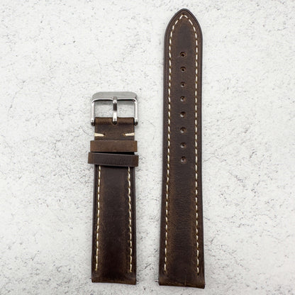 cowhide crazy horse vintage genuine leather watch strap dark-brown 6
