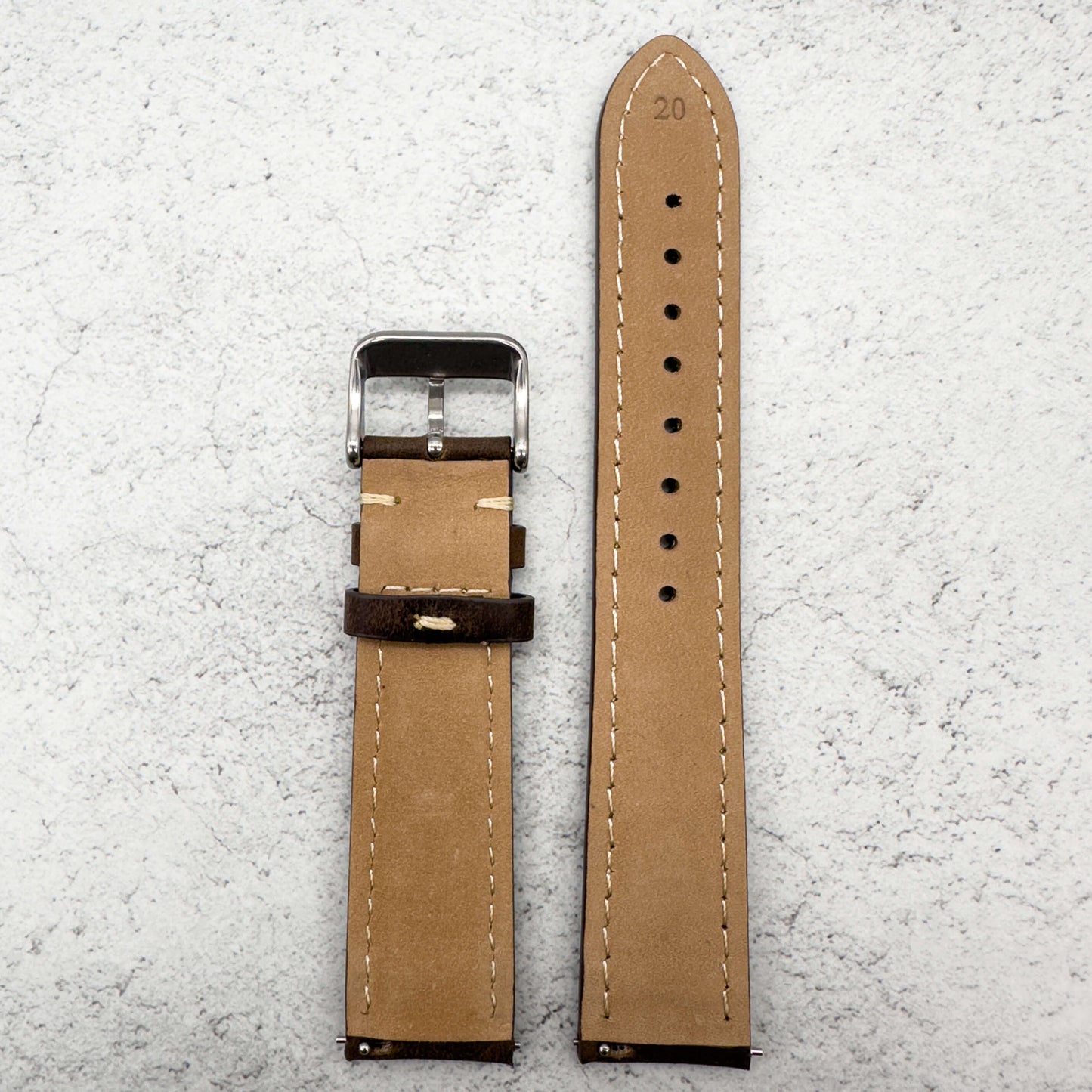cowhide crazy horse vintage genuine leather watch strap dark-brown 7