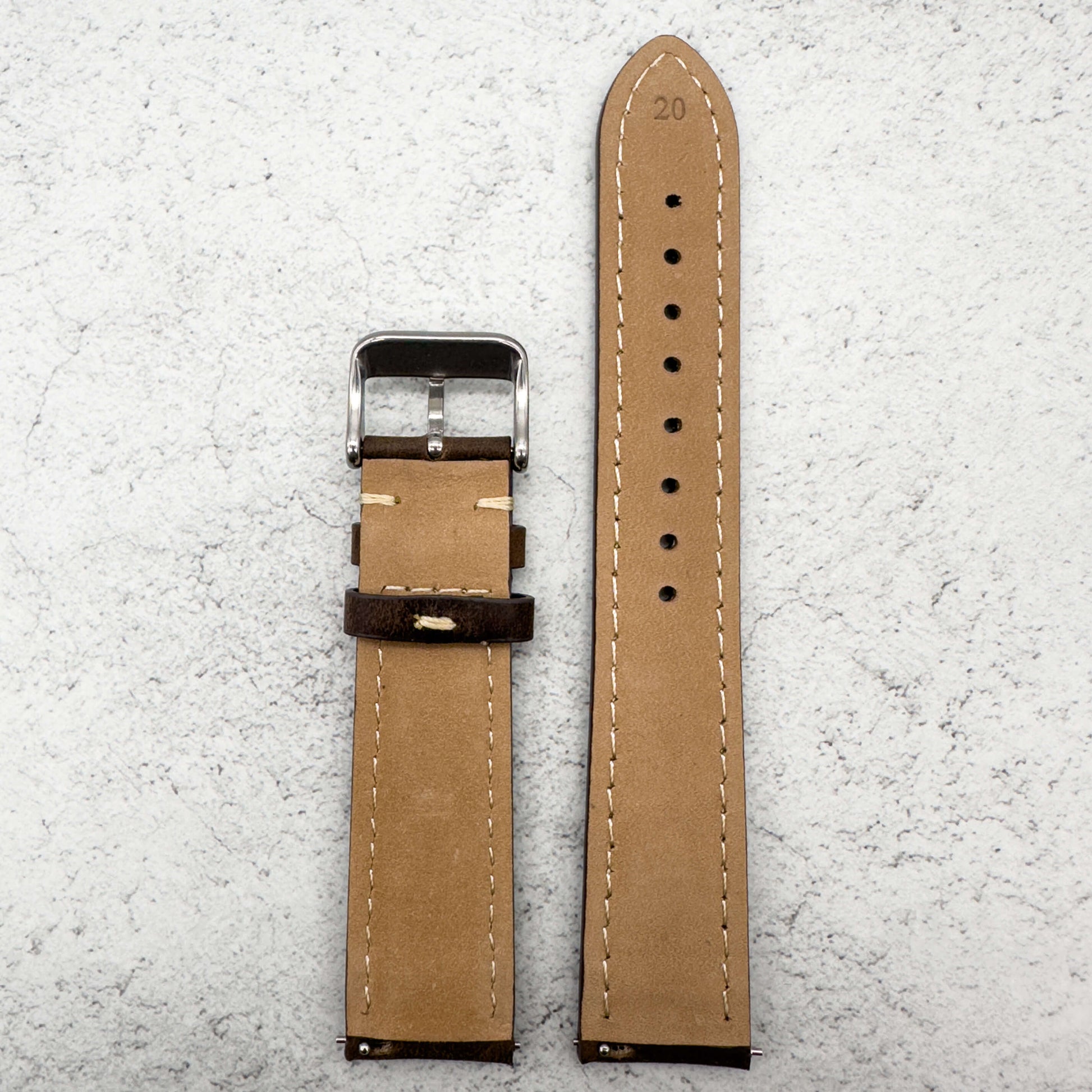 cowhide crazy horse vintage genuine leather watch strap dark-brown 7