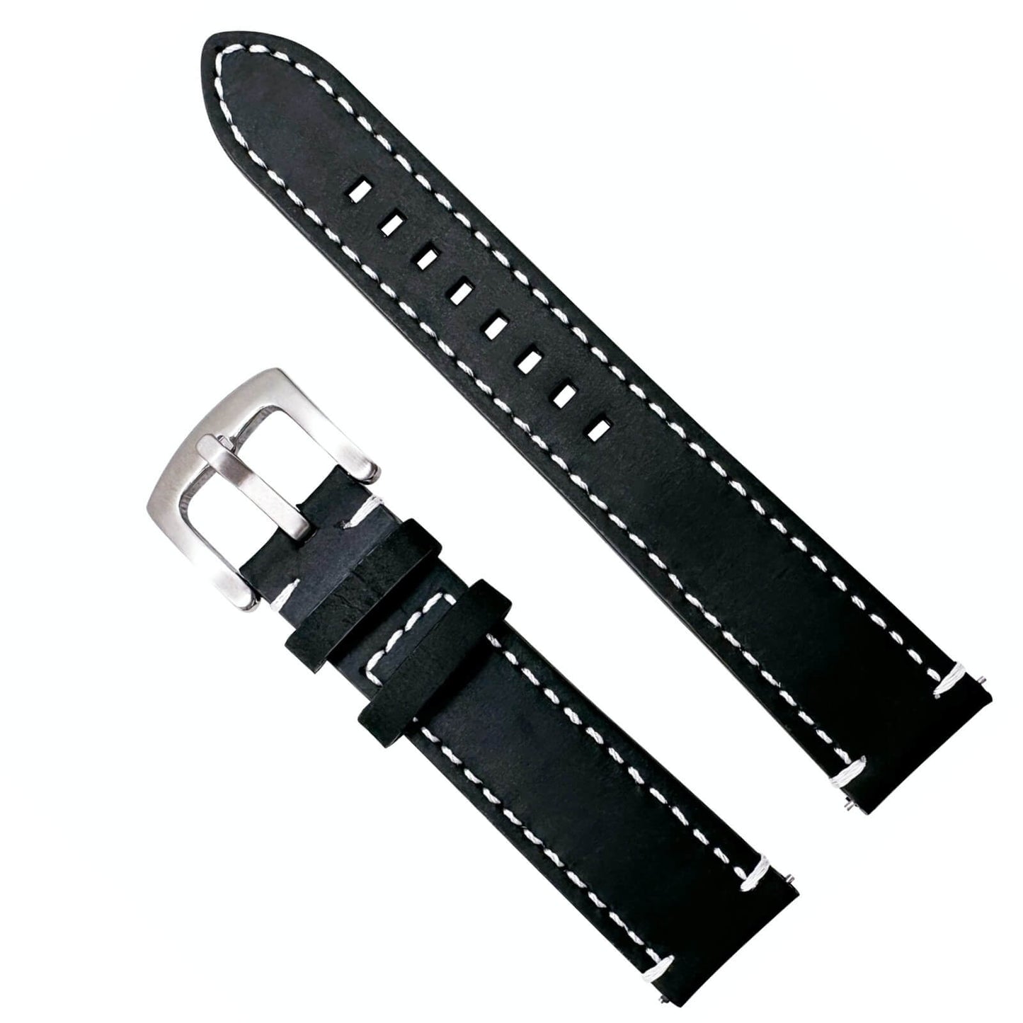 Crazy Horse Vintage Genuine Leather Watch Strap Black 1
