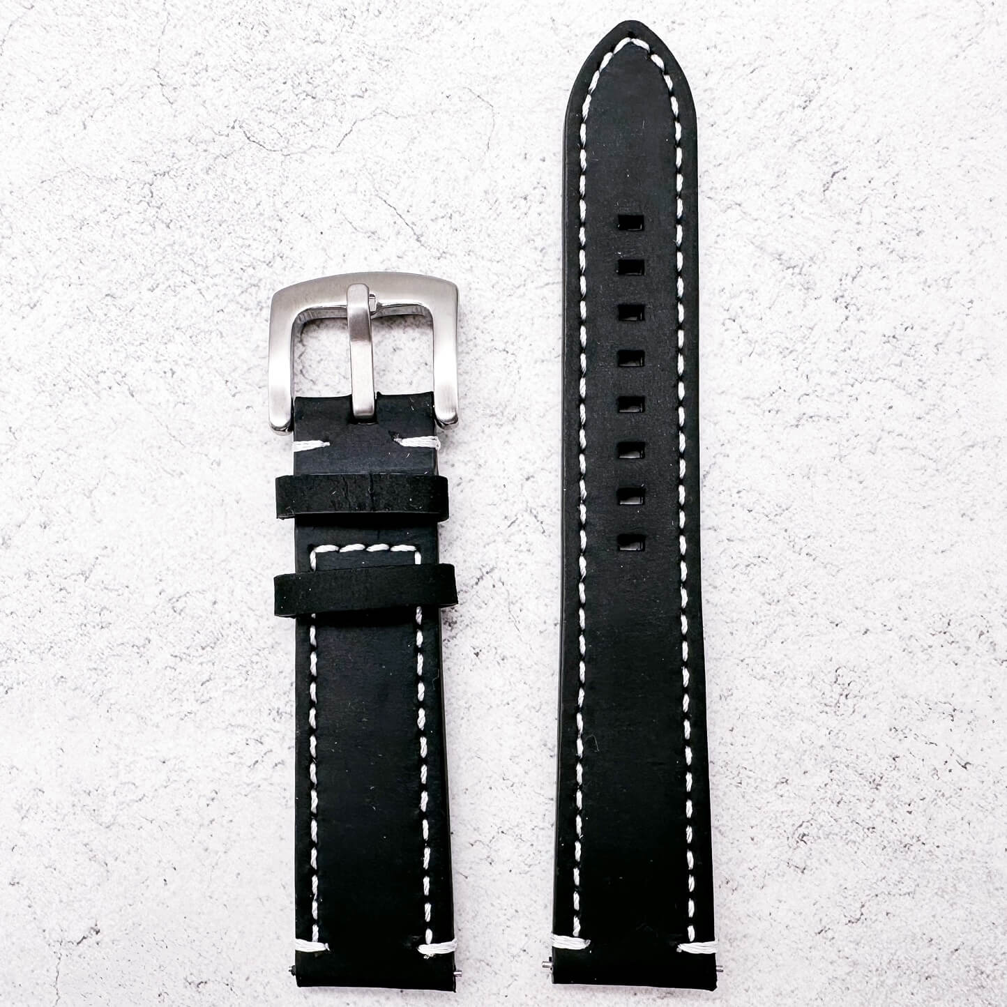 Crazy Horse Vintage Genuine Leather Watch Strap Black 3