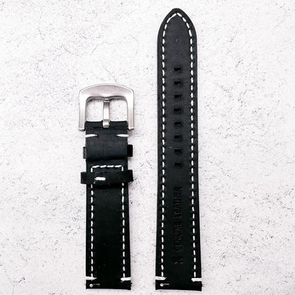 Crazy Horse Vintage Genuine Leather Watch Strap Black 4