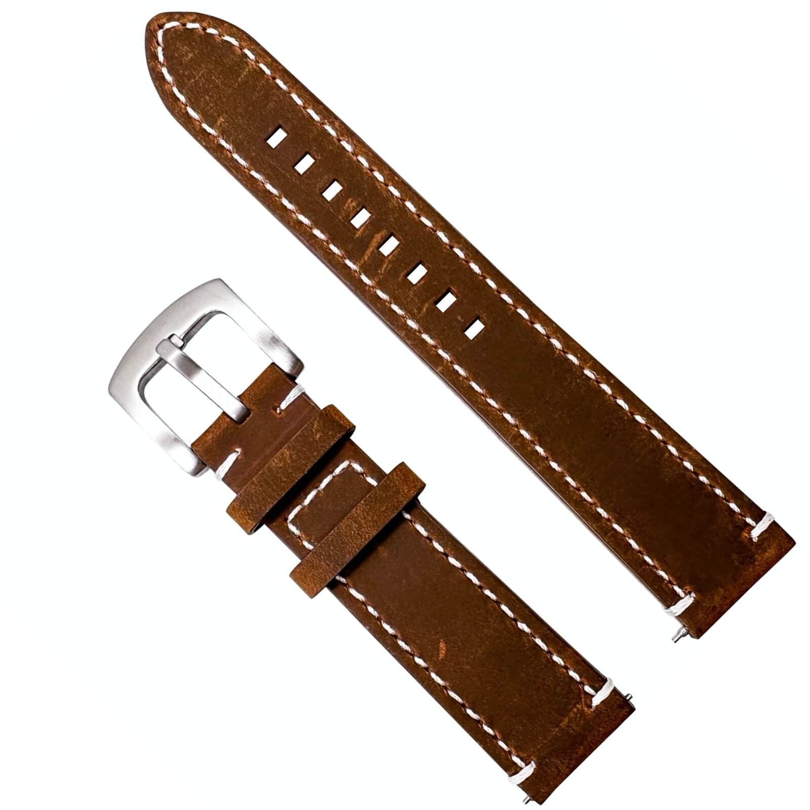 Crazy Horse Vintage Genuine Leather Watch Strap Dark Brown 1