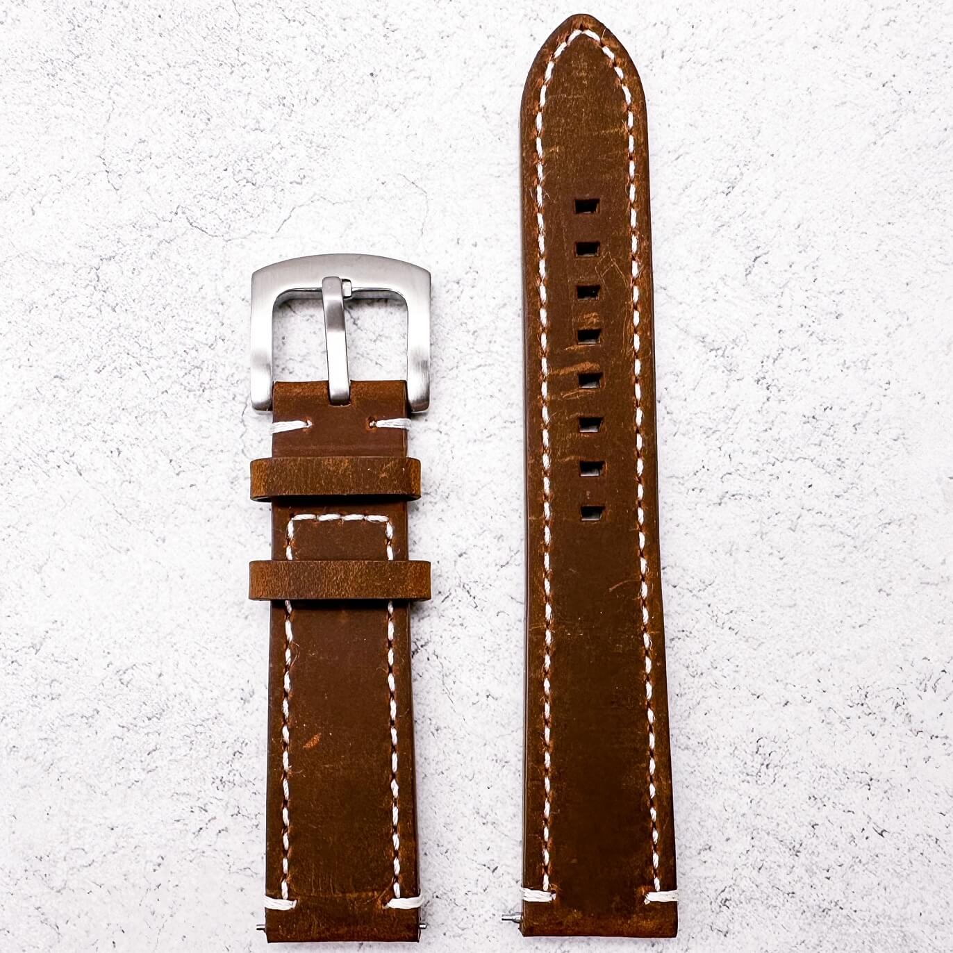 Crazy Horse Vintage Genuine Leather Watch Strap Dark Brown 3